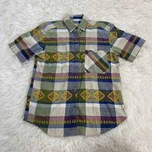Backroad Blues Womens Vintage 90s Plaid Patchwork Embroidered Button Down Top Sm